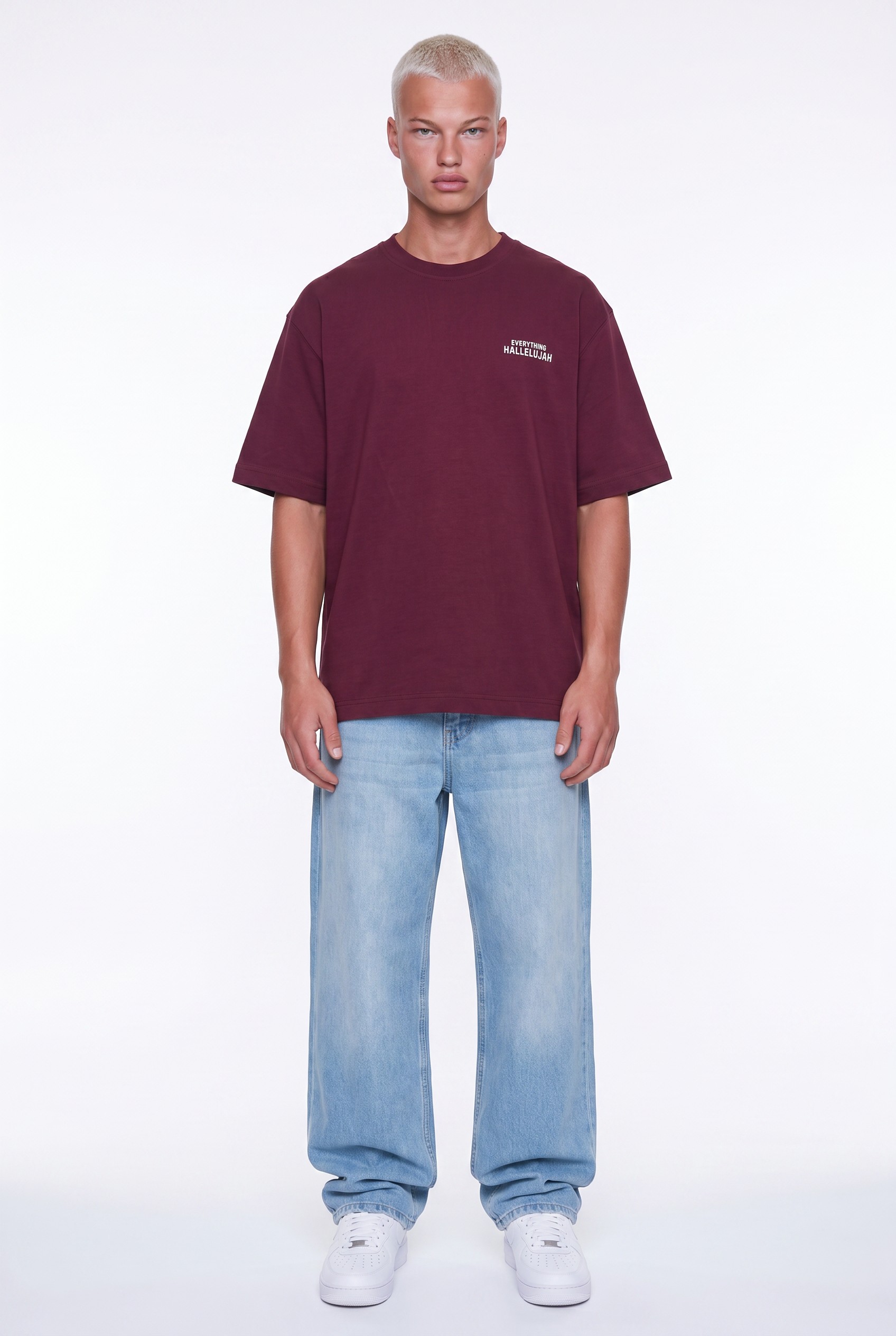 Burgundy Oversized T-Shirt with Hallelujah Print