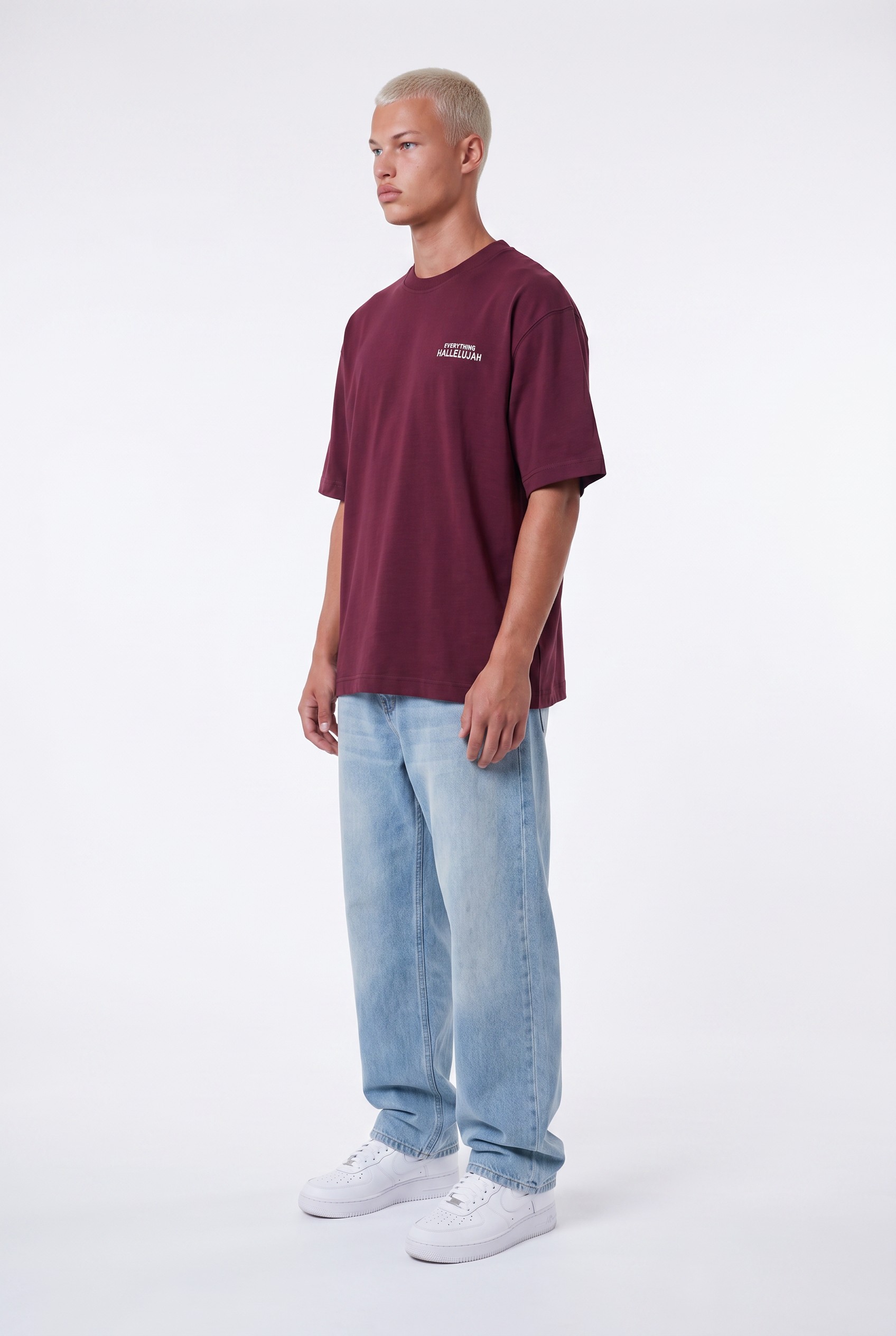 Burgundy Oversized T-Shirt with Hallelujah Print
