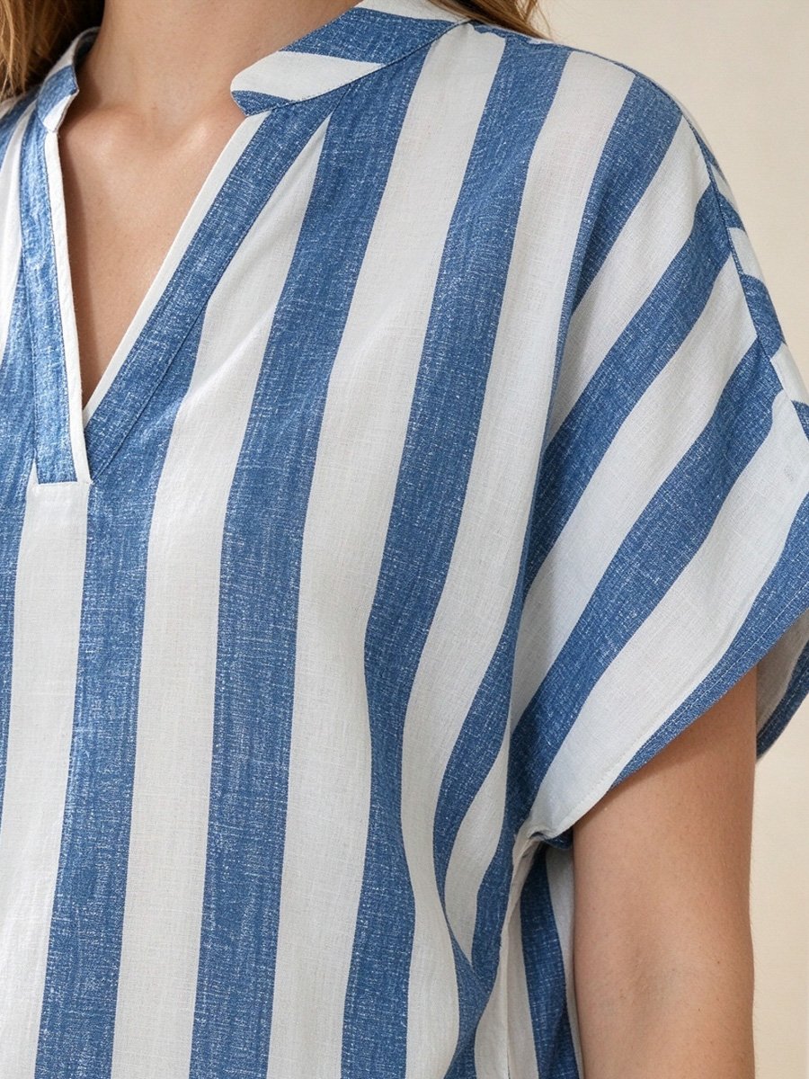 Striped V Neck Tunic Top