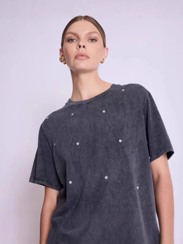 Black Washed Studded Oversized T-Shirt