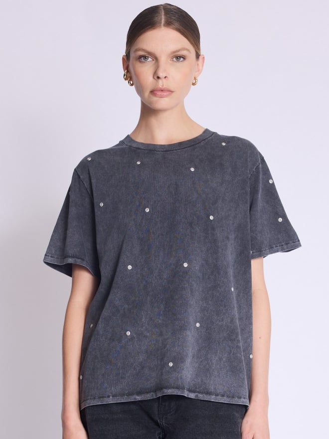 Black Washed Studded Oversized T-Shirt