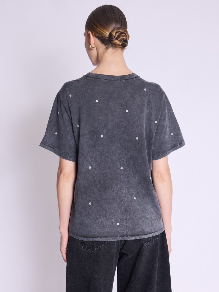 Black Washed Studded Oversized T-Shirt