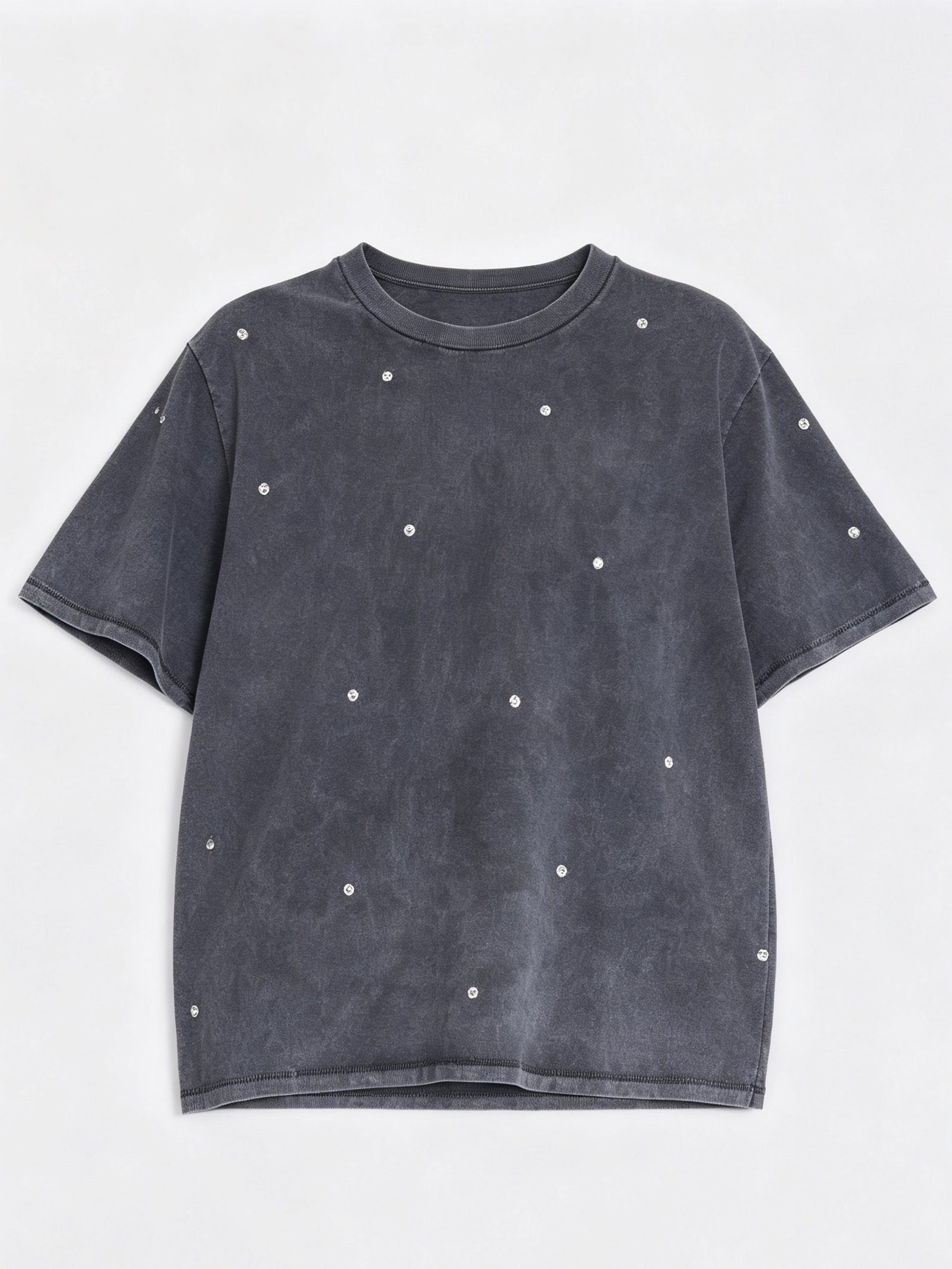 Black Washed Studded Oversized T-Shirt