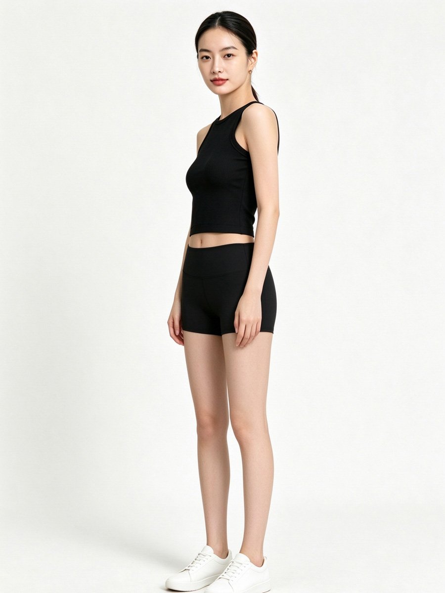Black Ribbed Crop Tank