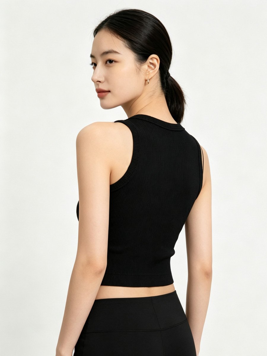 Black Ribbed Crop Tank