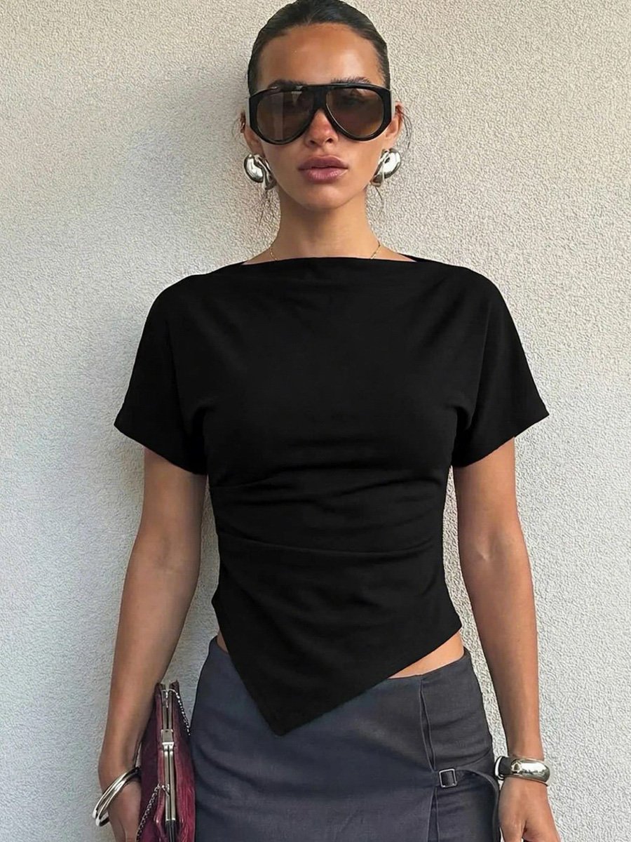 Black Asymmetrical Hem Top