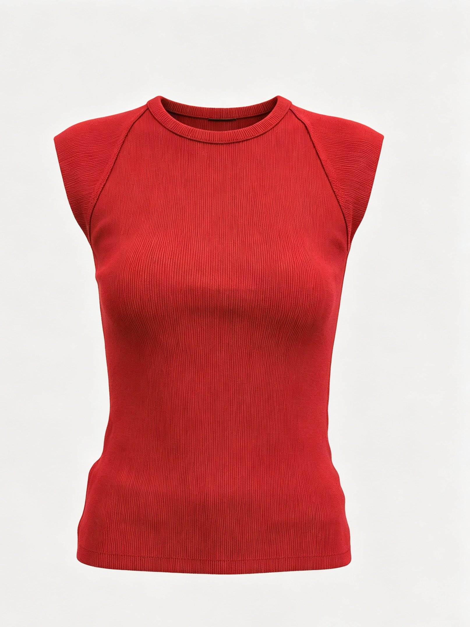 Burgundy Ribbed Sleeveless Crew Neck Top