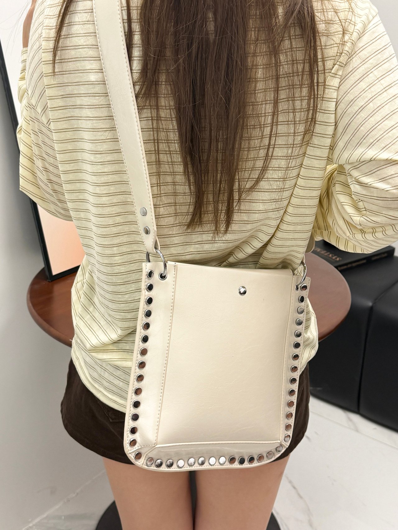 Khaki Crossbody Crossbody Bag with Stud Detail