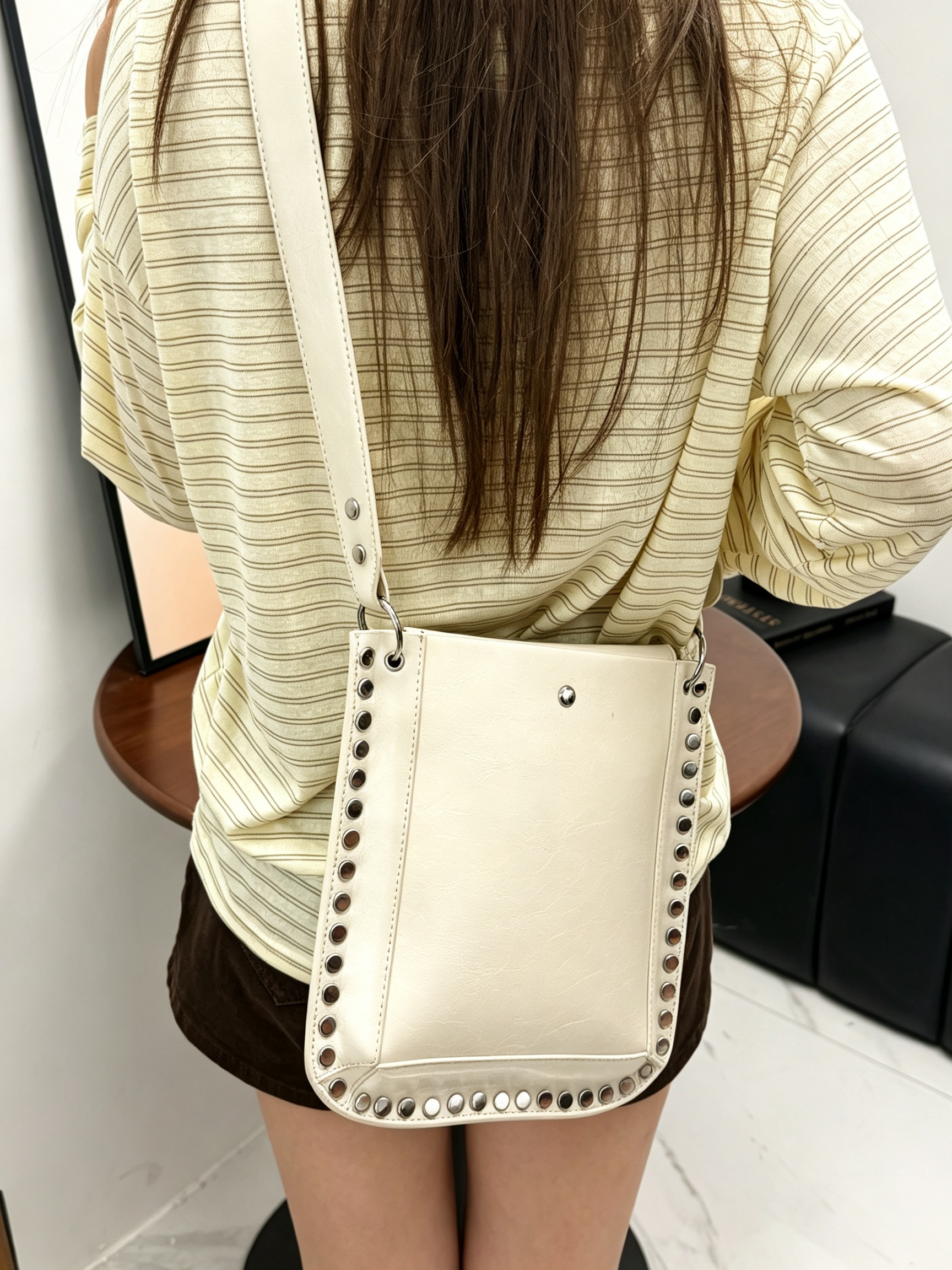 Khaki Crossbody Crossbody Bag with Stud Detail