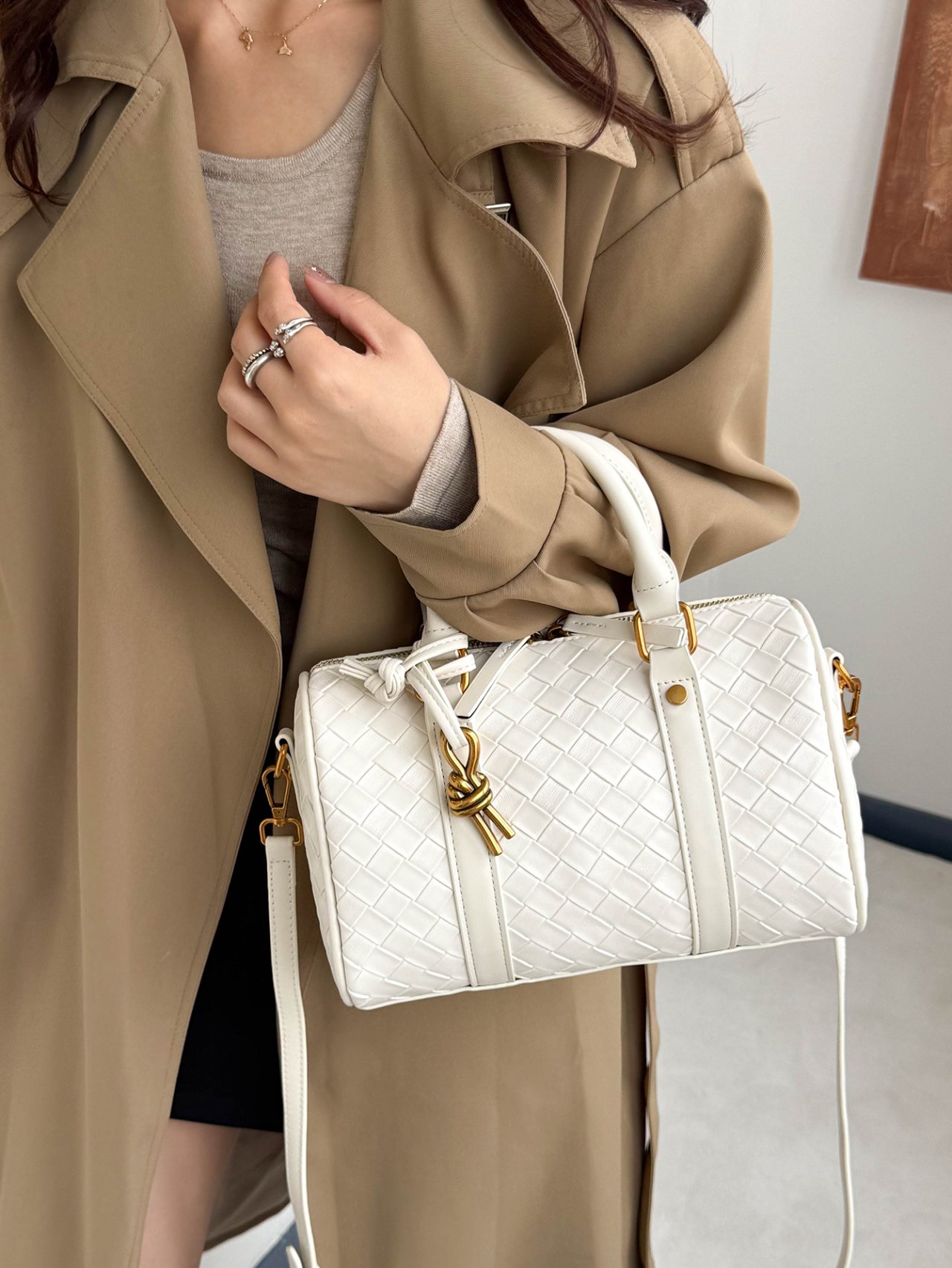 White Textured Crossbody Bag
