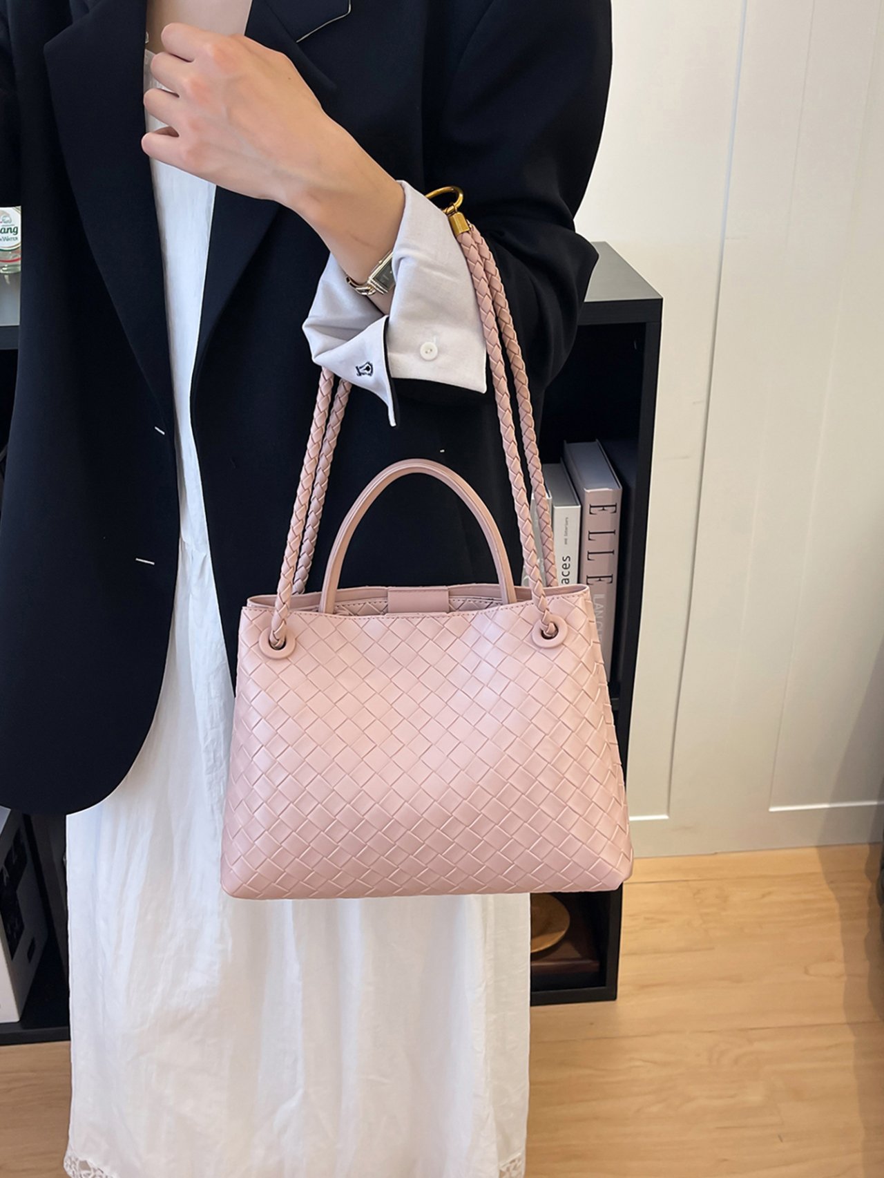 Pink Textured Shoulder Bag