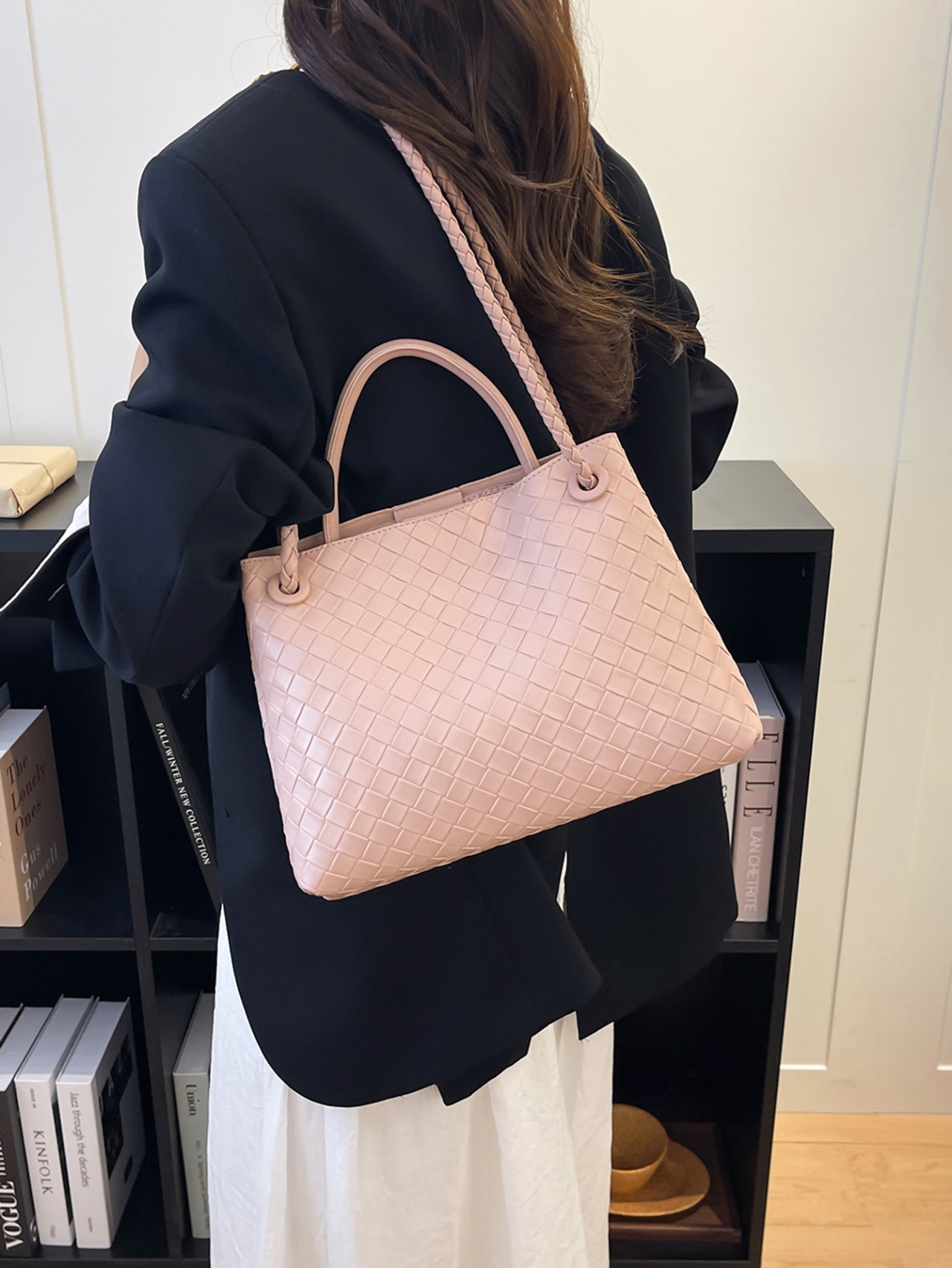 Pink Textured Shoulder Bag