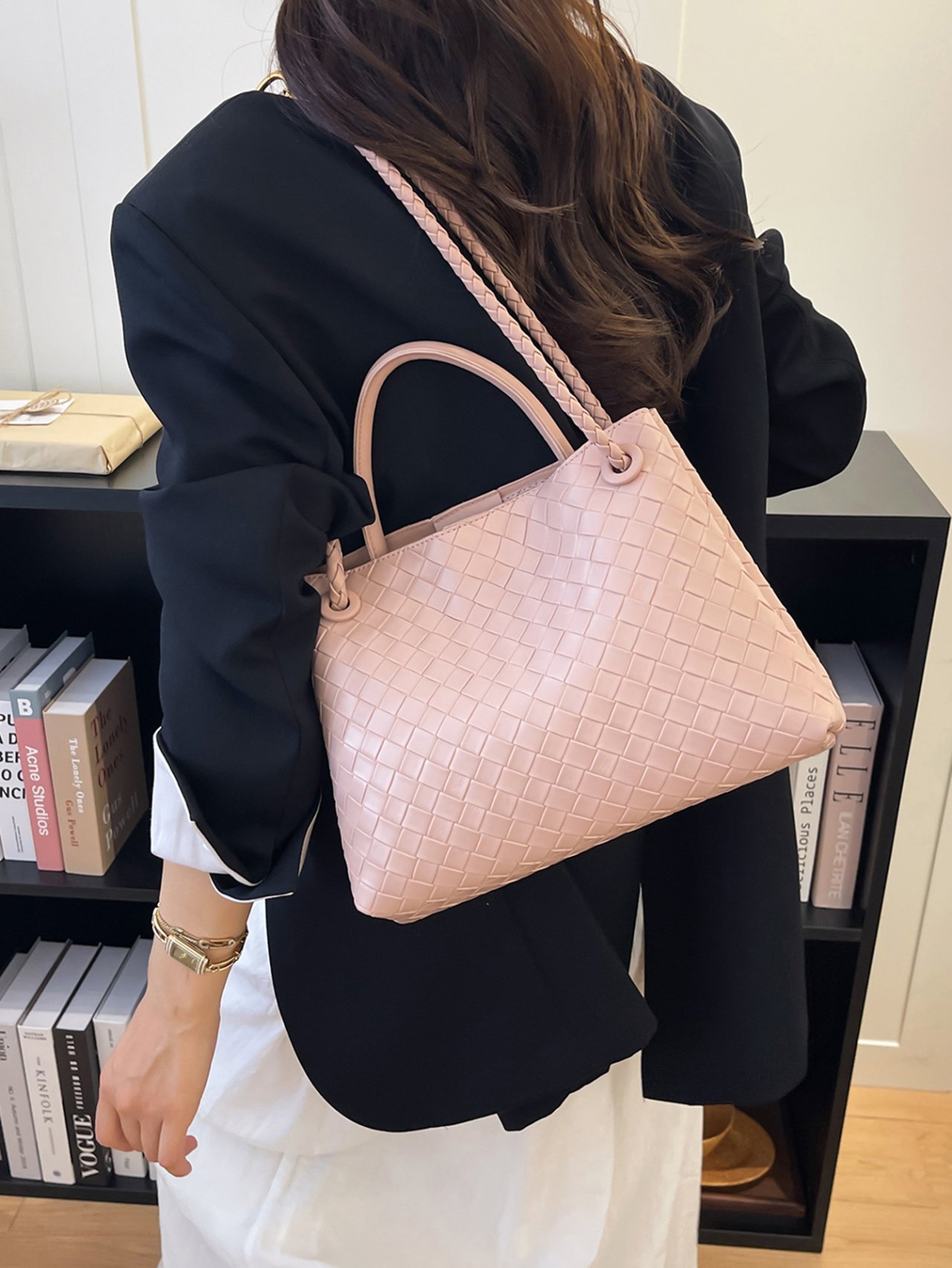 Pink Textured Shoulder Bag