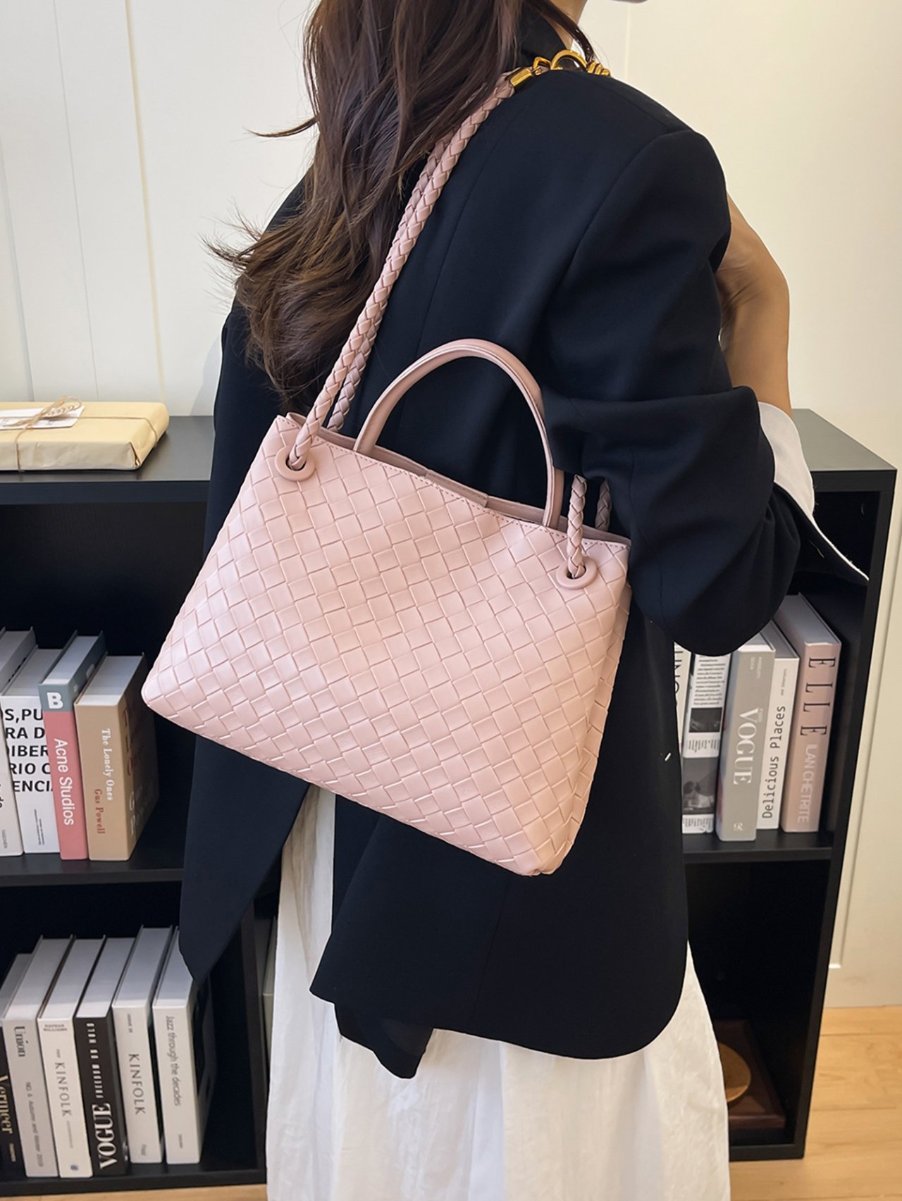 Pink Textured Shoulder Bag