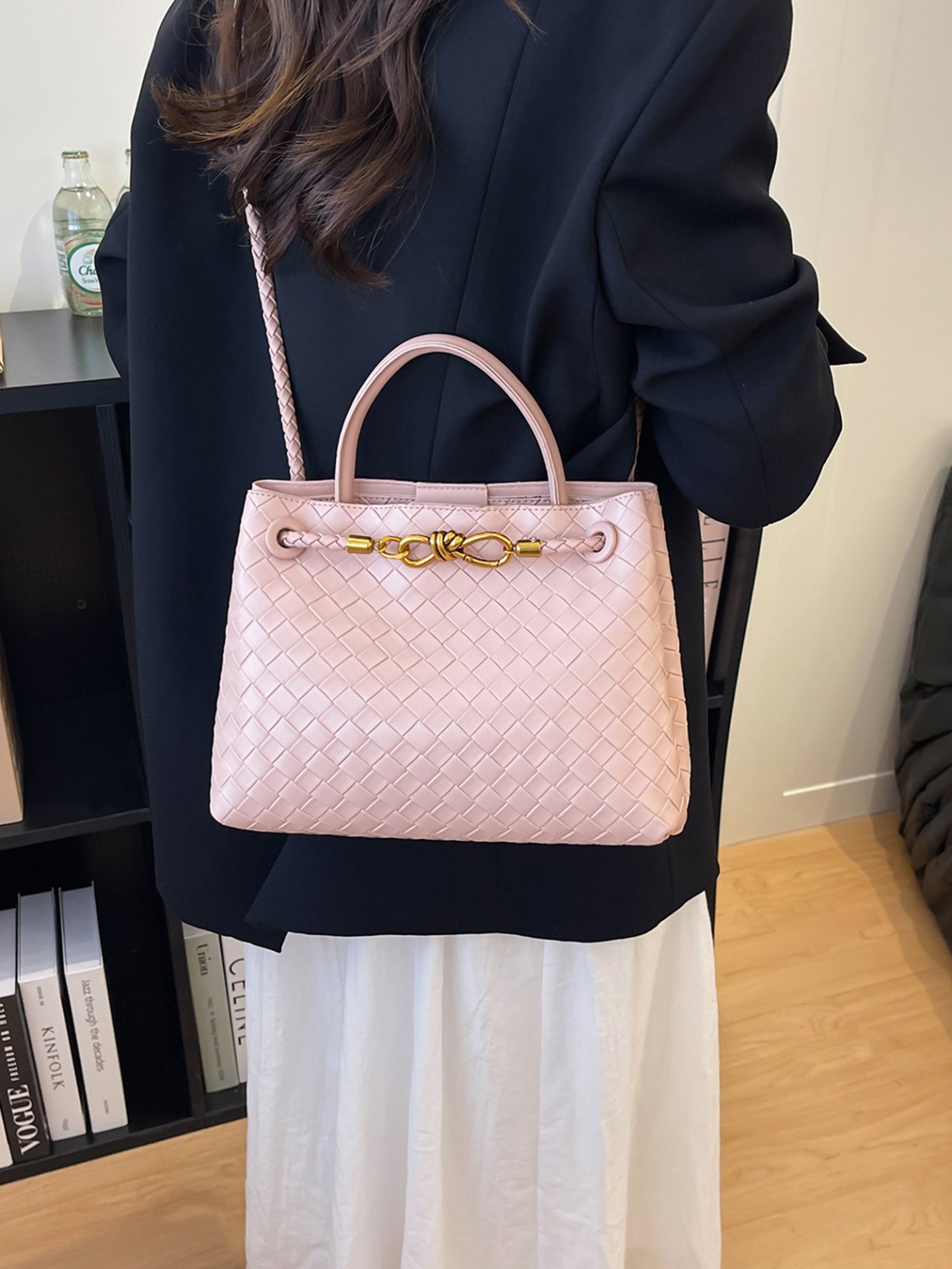 Pink Textured Shoulder Bag