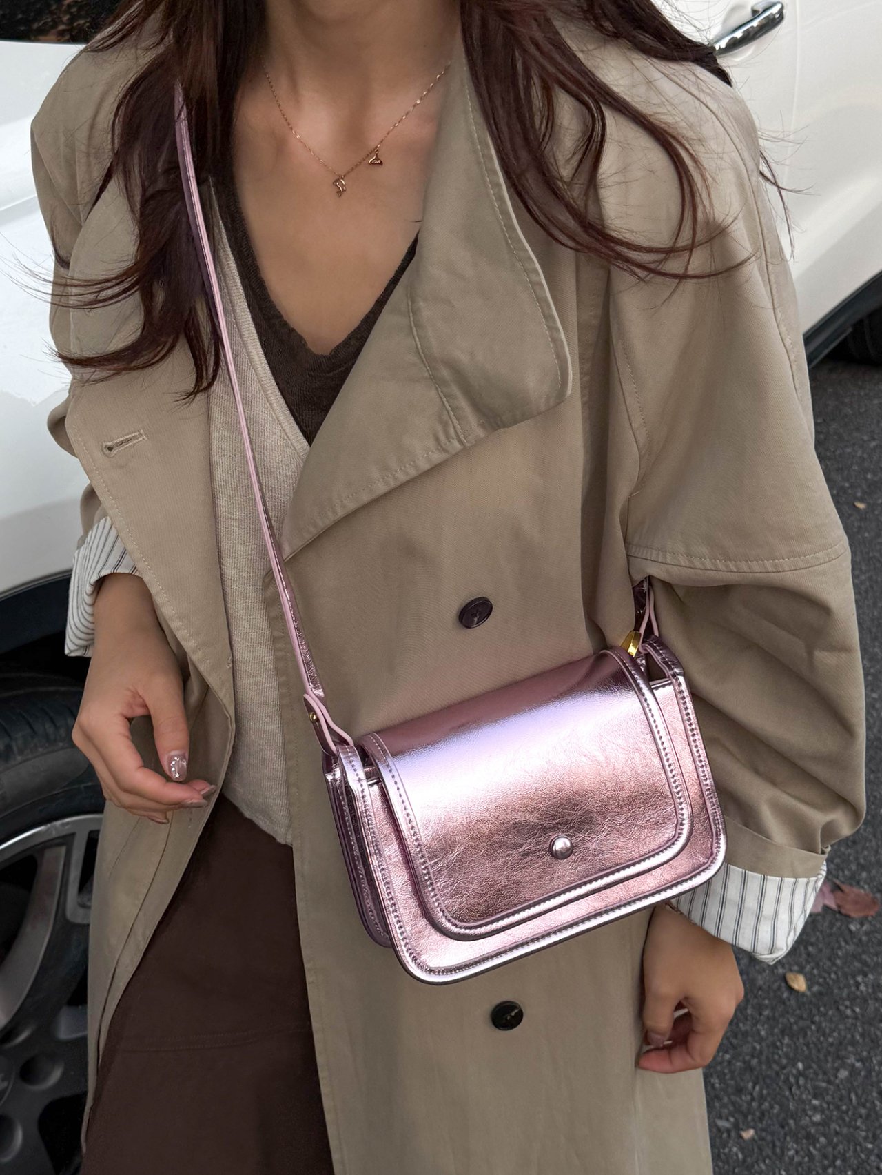 Metallic Pink Crossbody Bag