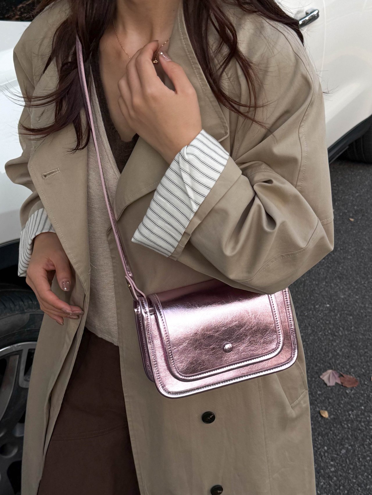 Metallic Pink Crossbody Bag