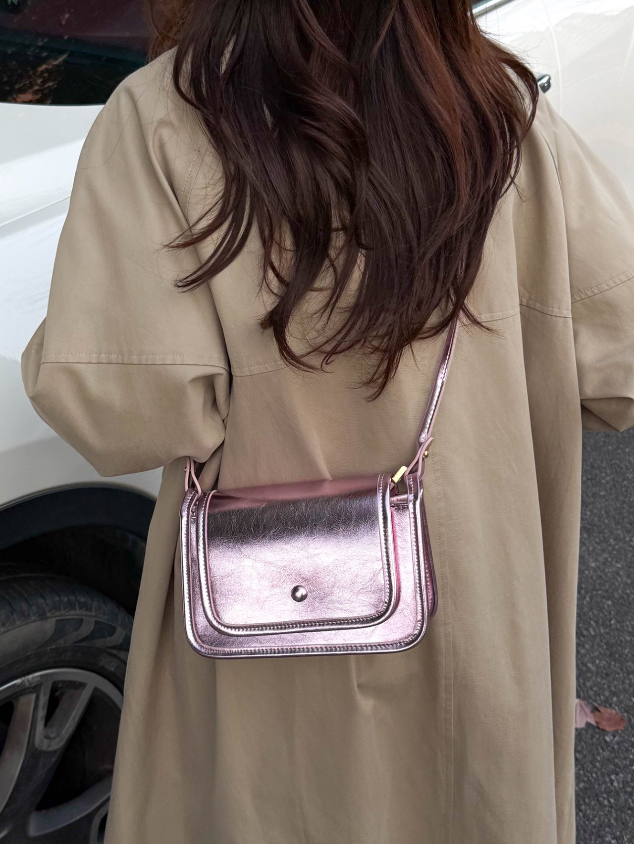 Metallic Pink Crossbody Bag