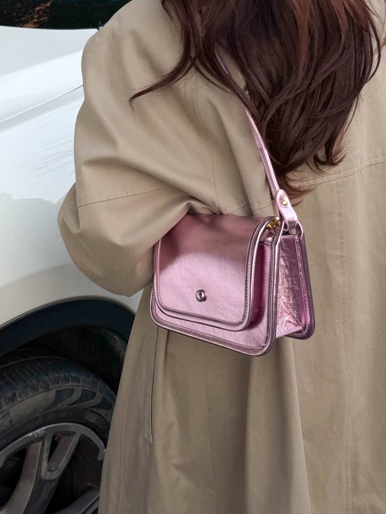 Metallic Pink Crossbody Bag