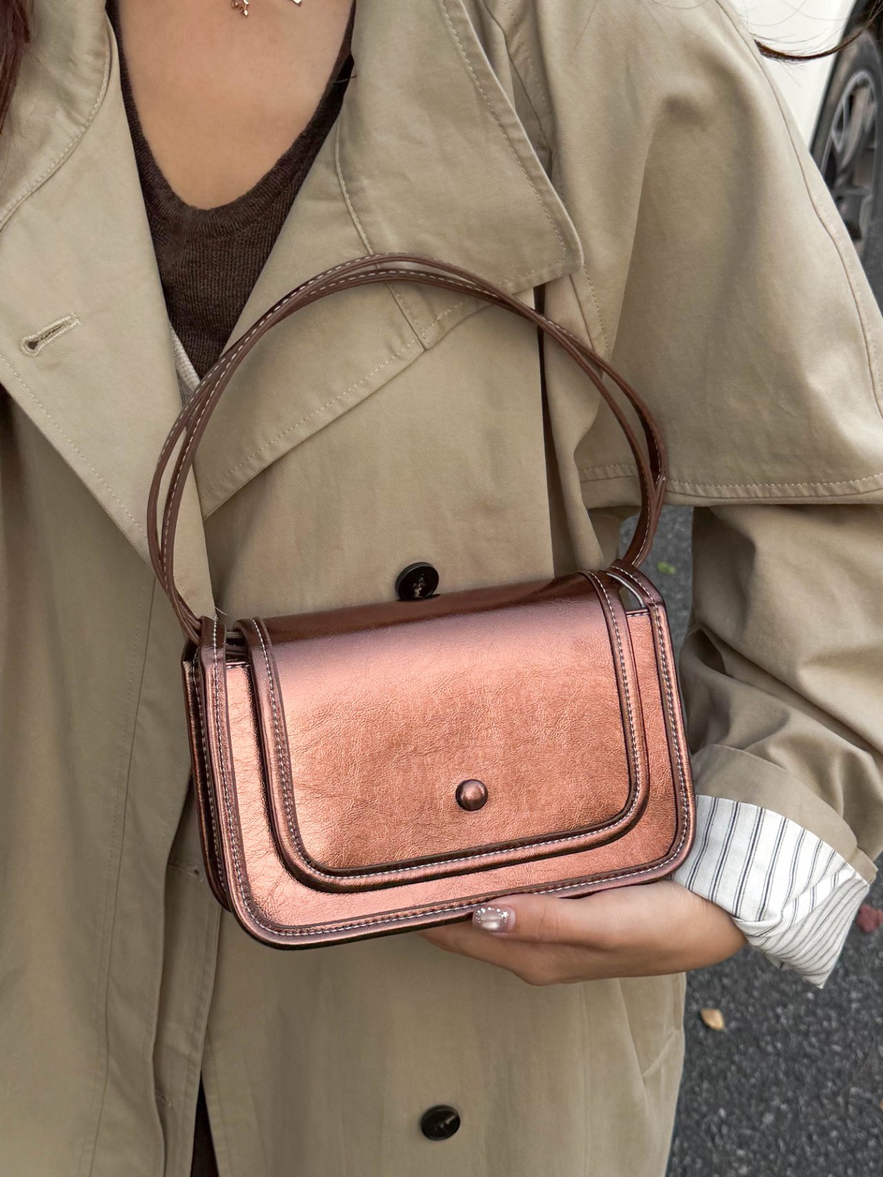 Bronze Metallic Handbag