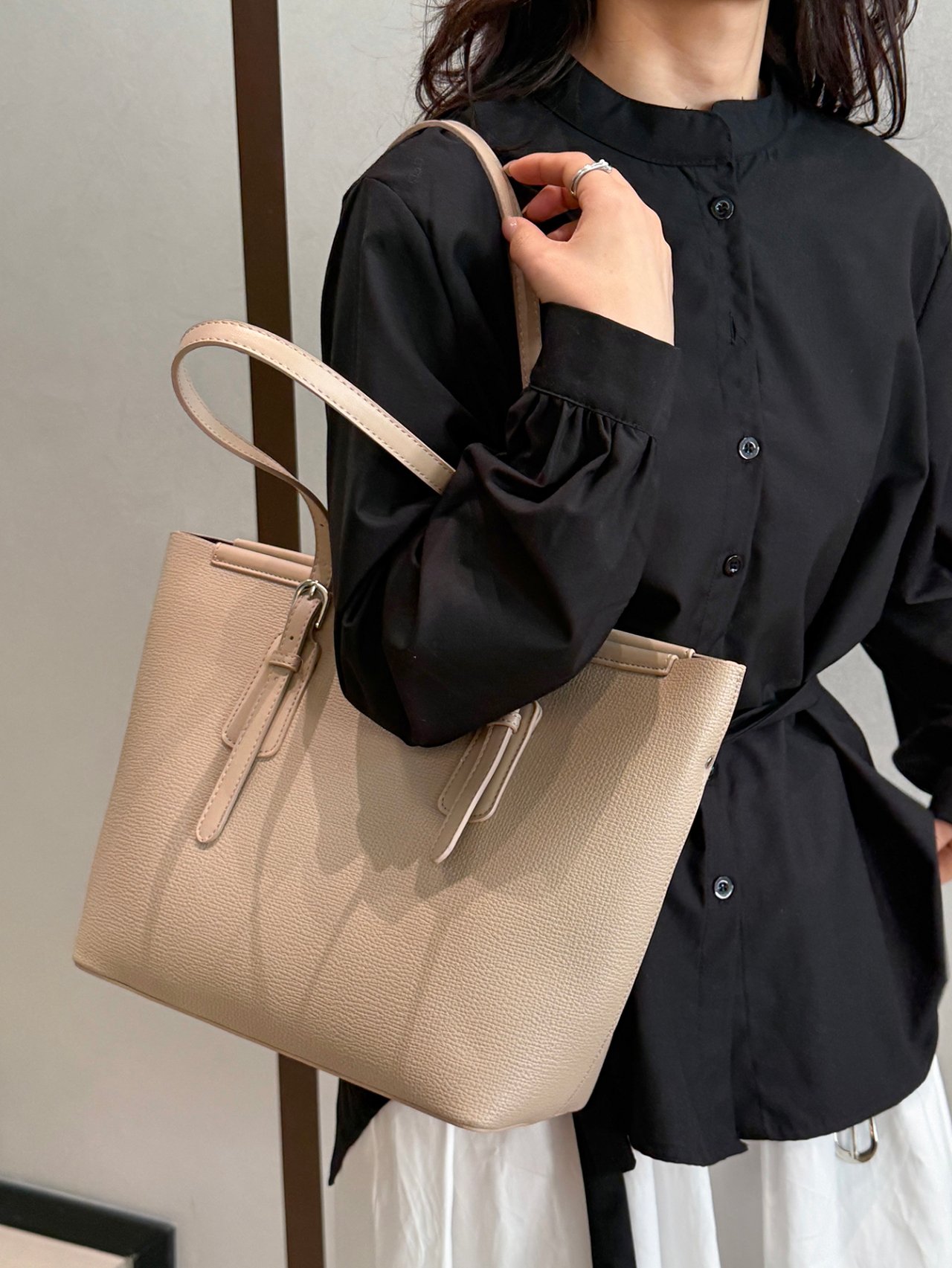 Khaki Solid Shoulder Bag