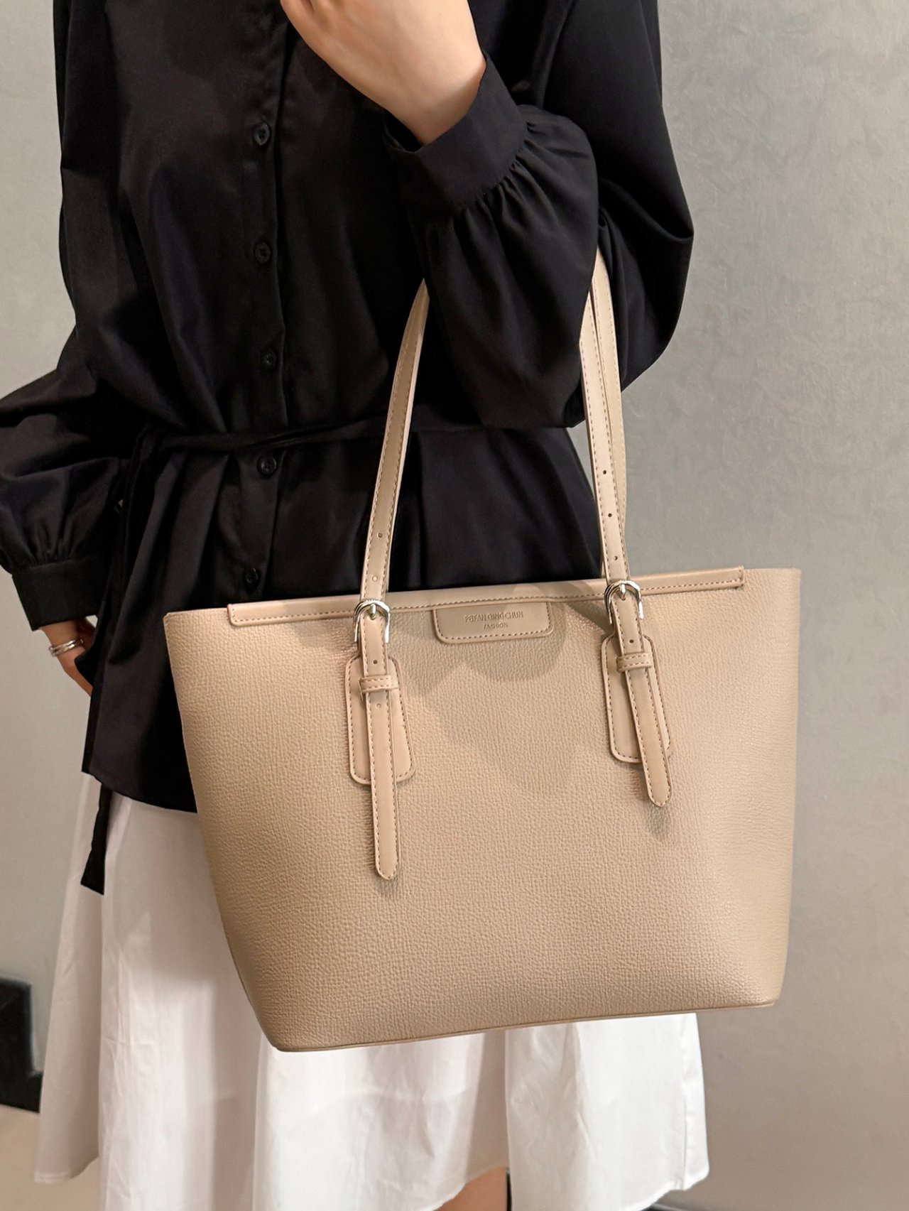 Khaki Solid Shoulder Bag
