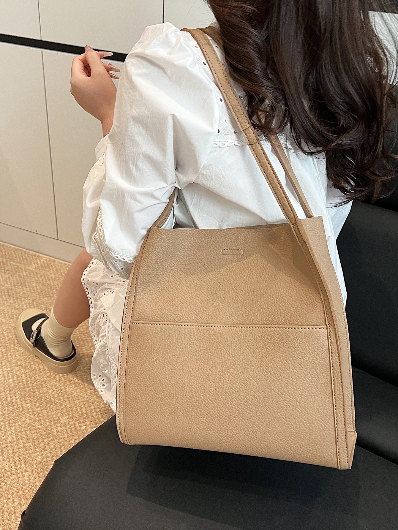 Khaki Solid Shoulder Bag