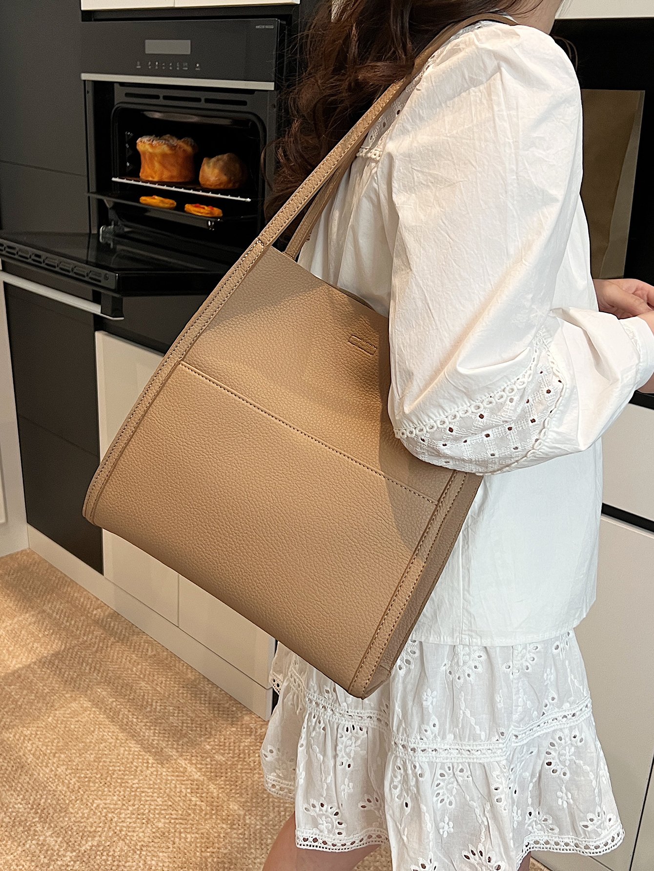 Khaki Solid Shoulder Bag