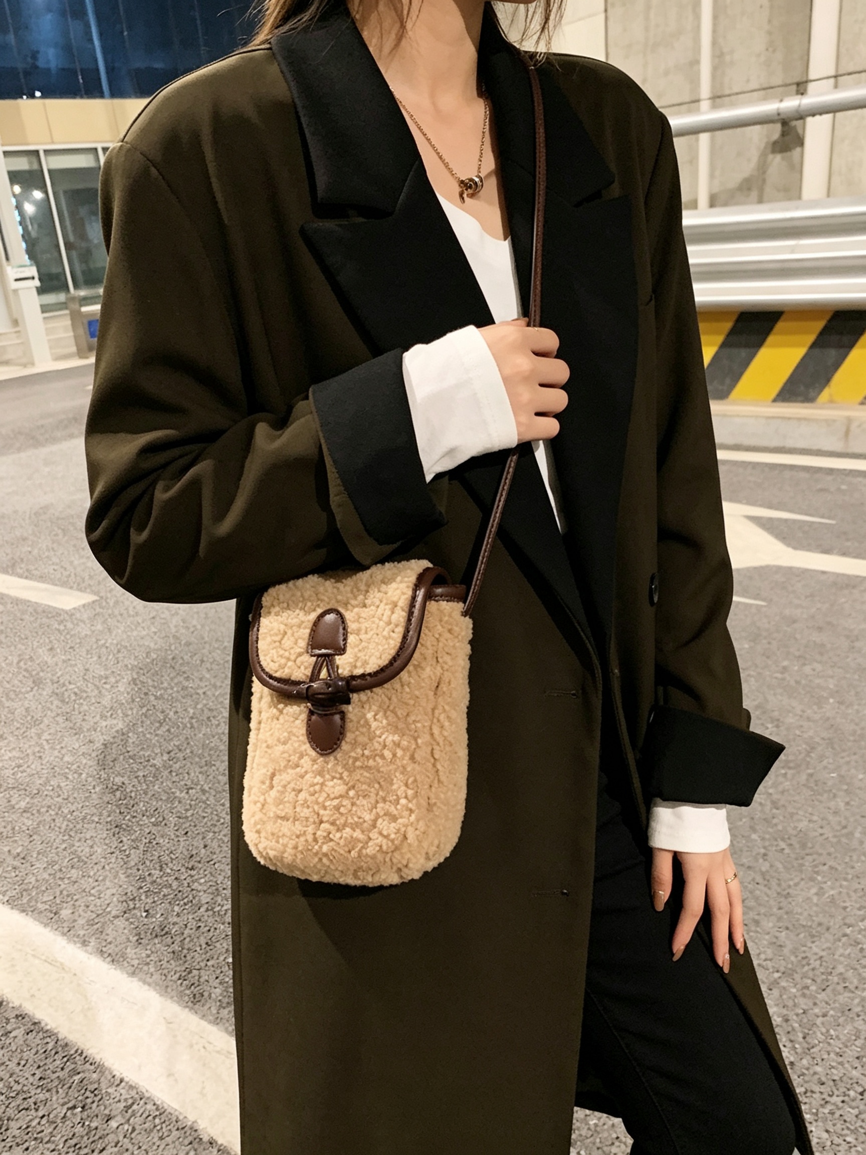 Khaki Teddy Crossbody Bag