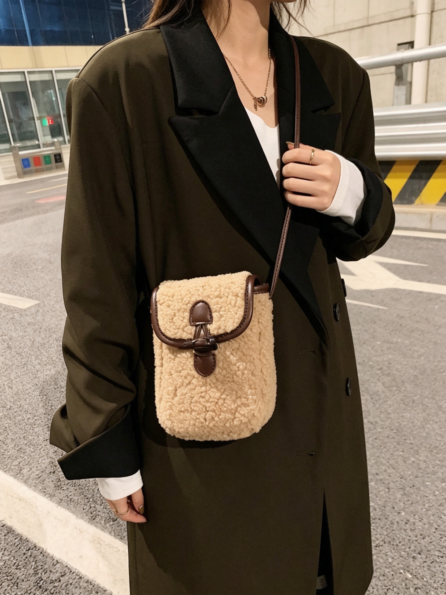 Khaki Teddy Crossbody Bag