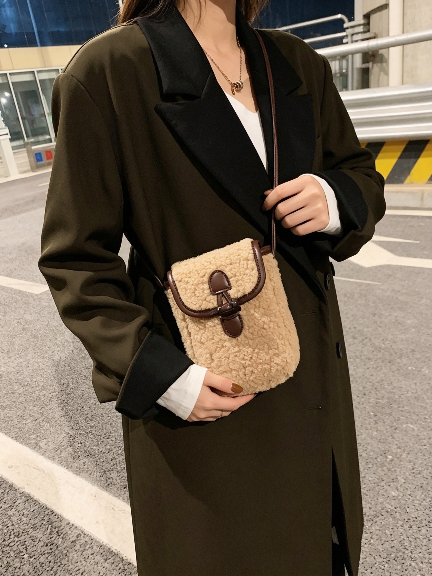 Khaki Teddy Crossbody Bag