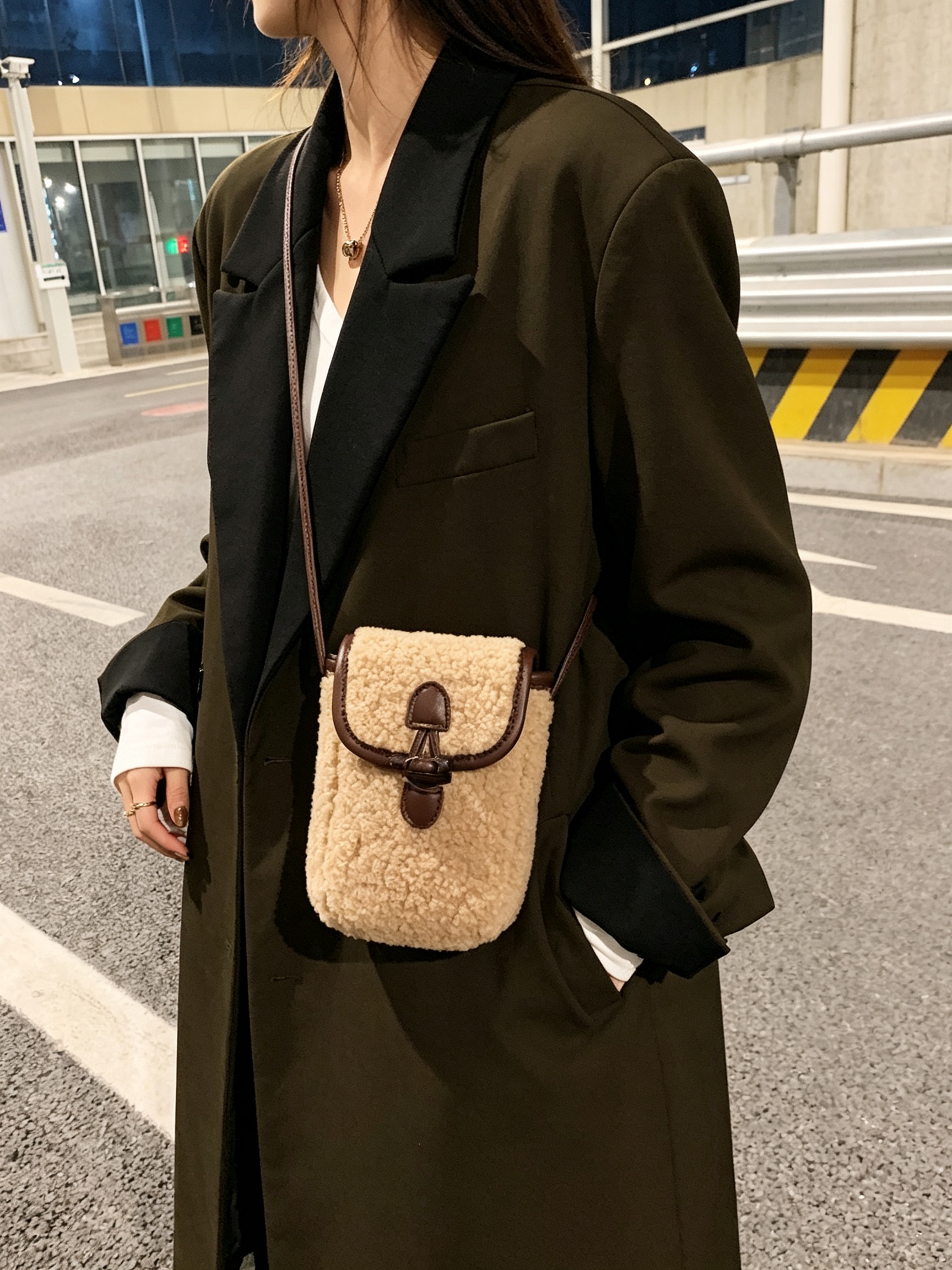 Khaki Teddy Crossbody Bag