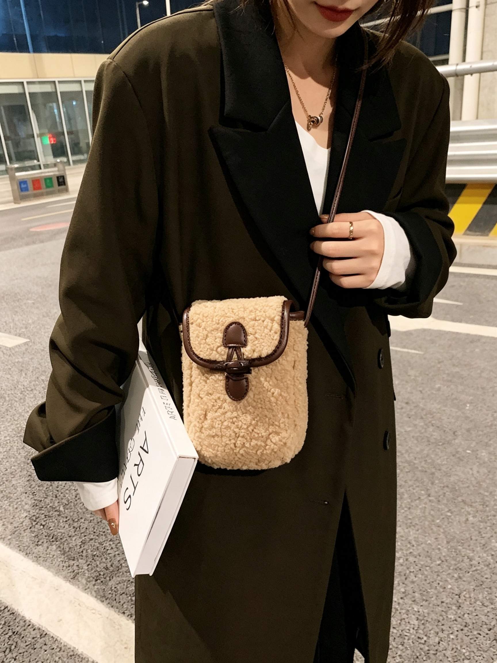 Khaki Teddy Crossbody Bag
