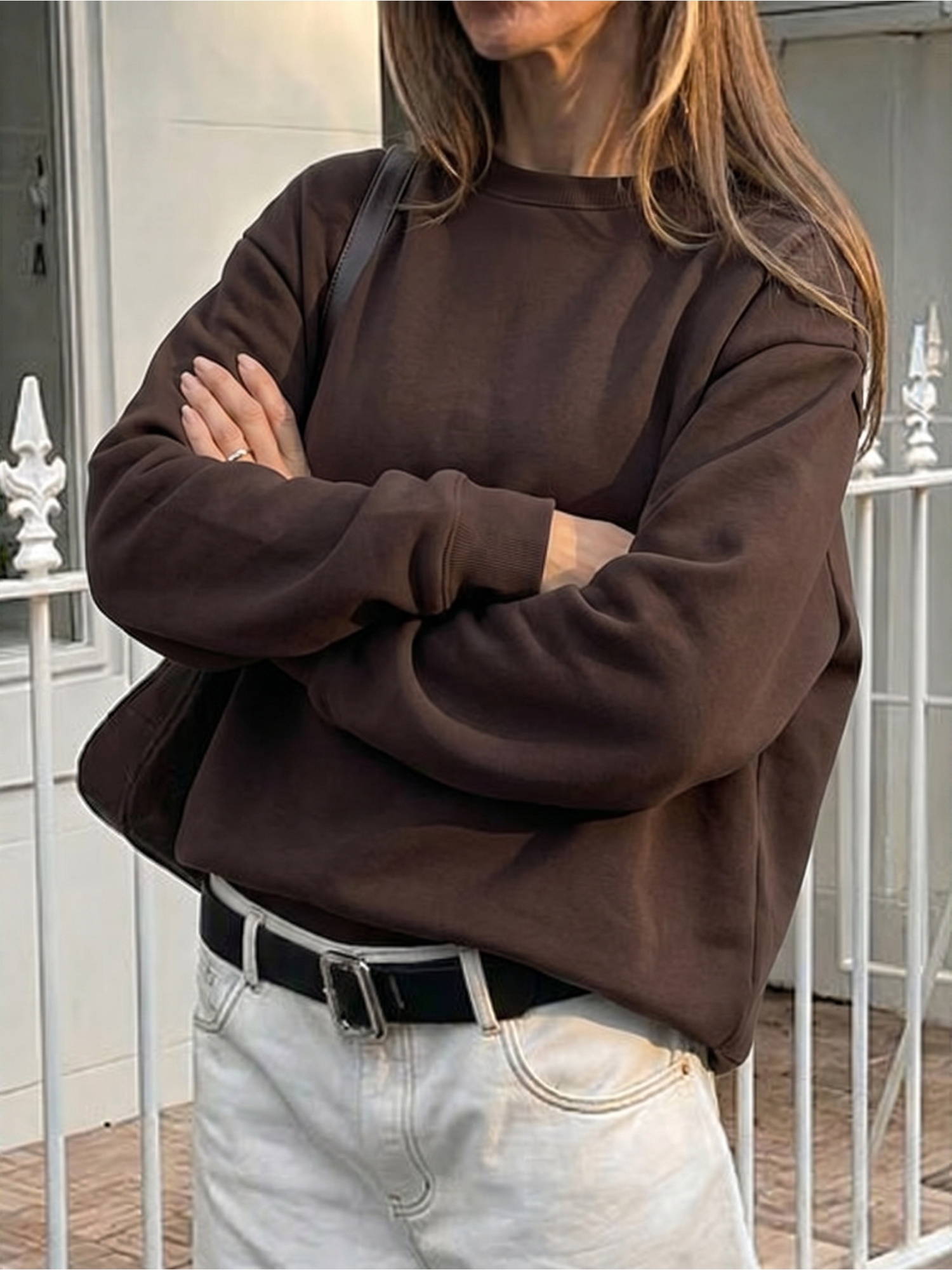 Chocolate Brown Long Sleeve Sweatshirt