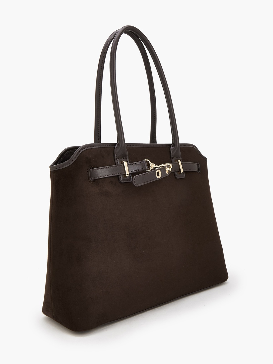 Solid Tote Bag with Zip Closure