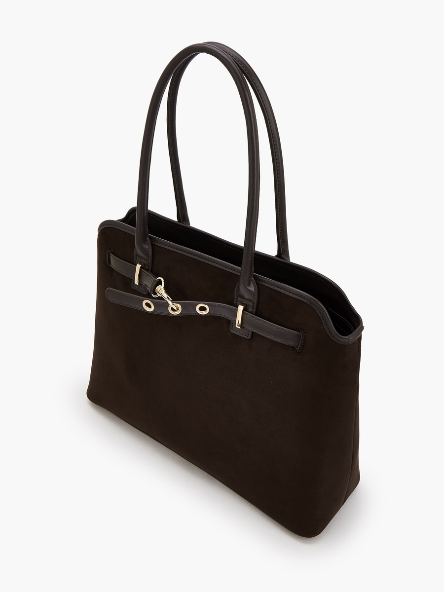 Solid Tote Bag with Zip Closure