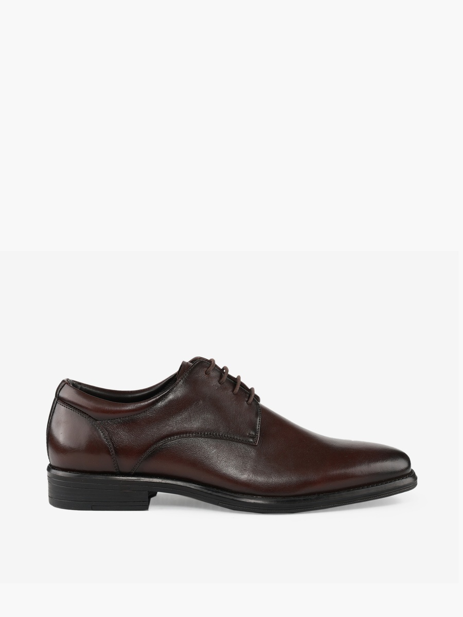 Men Leather Lace-Up Derby Shoes