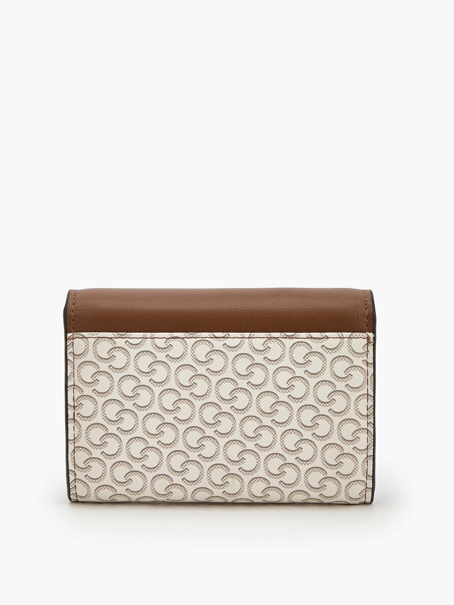 Monogram Print Wallet with Magnetic Snap Closure