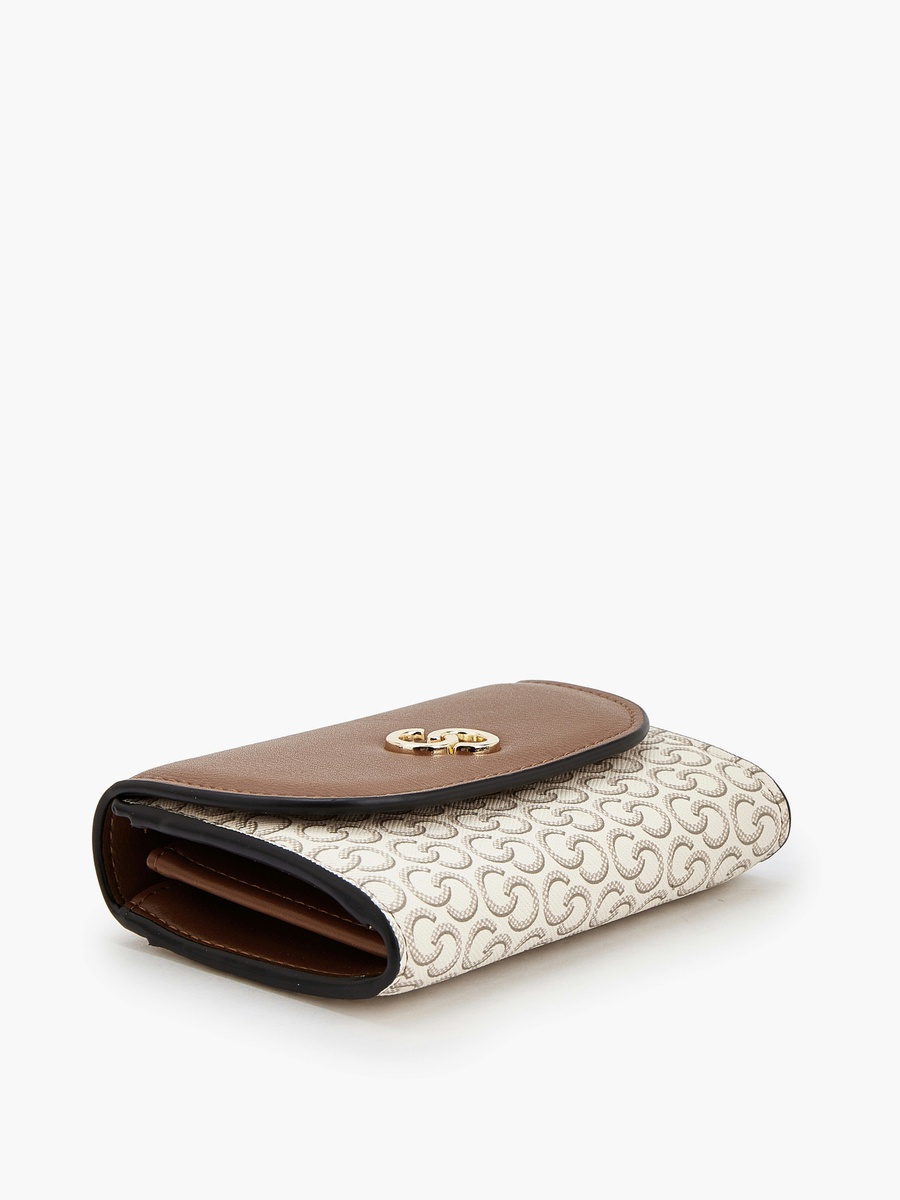 Monogram Print Wallet with Magnetic Snap Closure