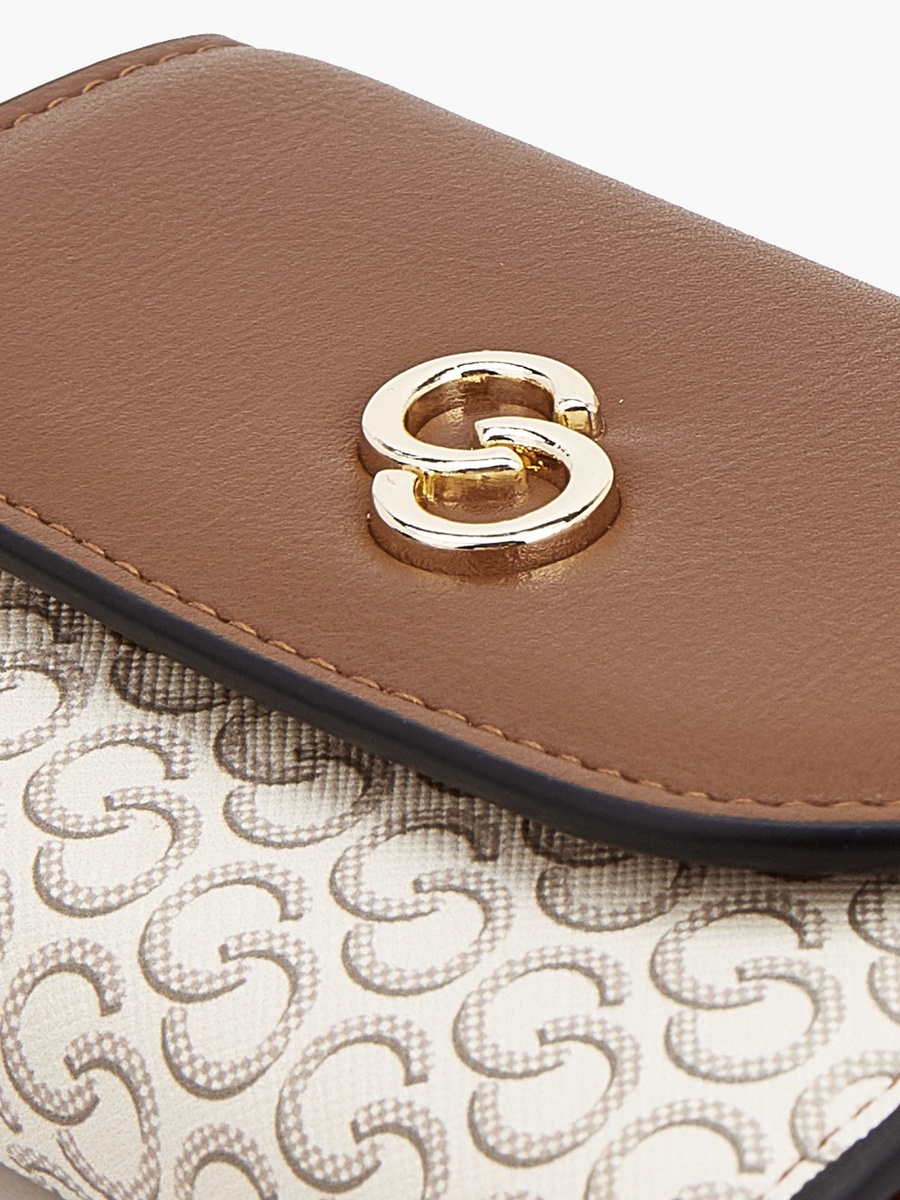 Monogram Print Wallet with Magnetic Snap Closure