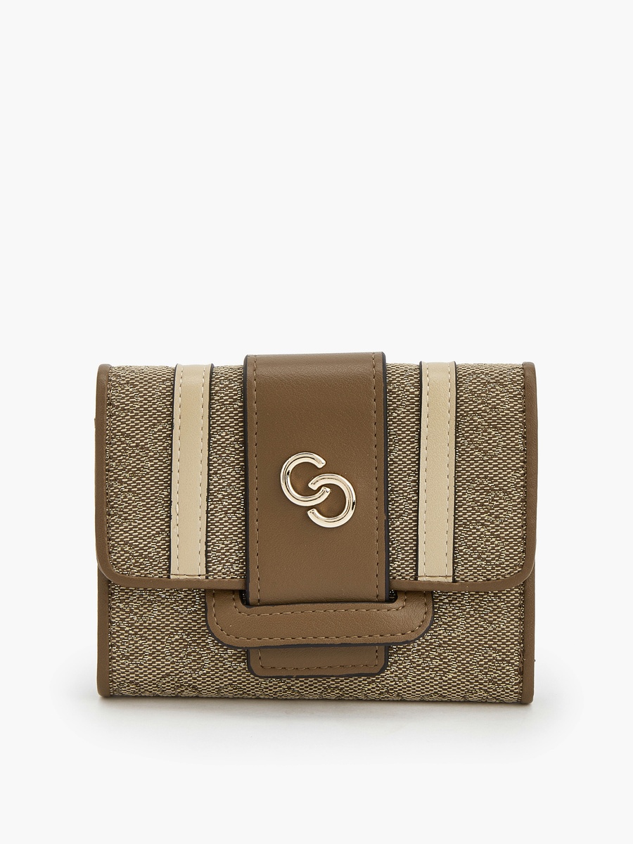 Monogram Wallet with Button Closure