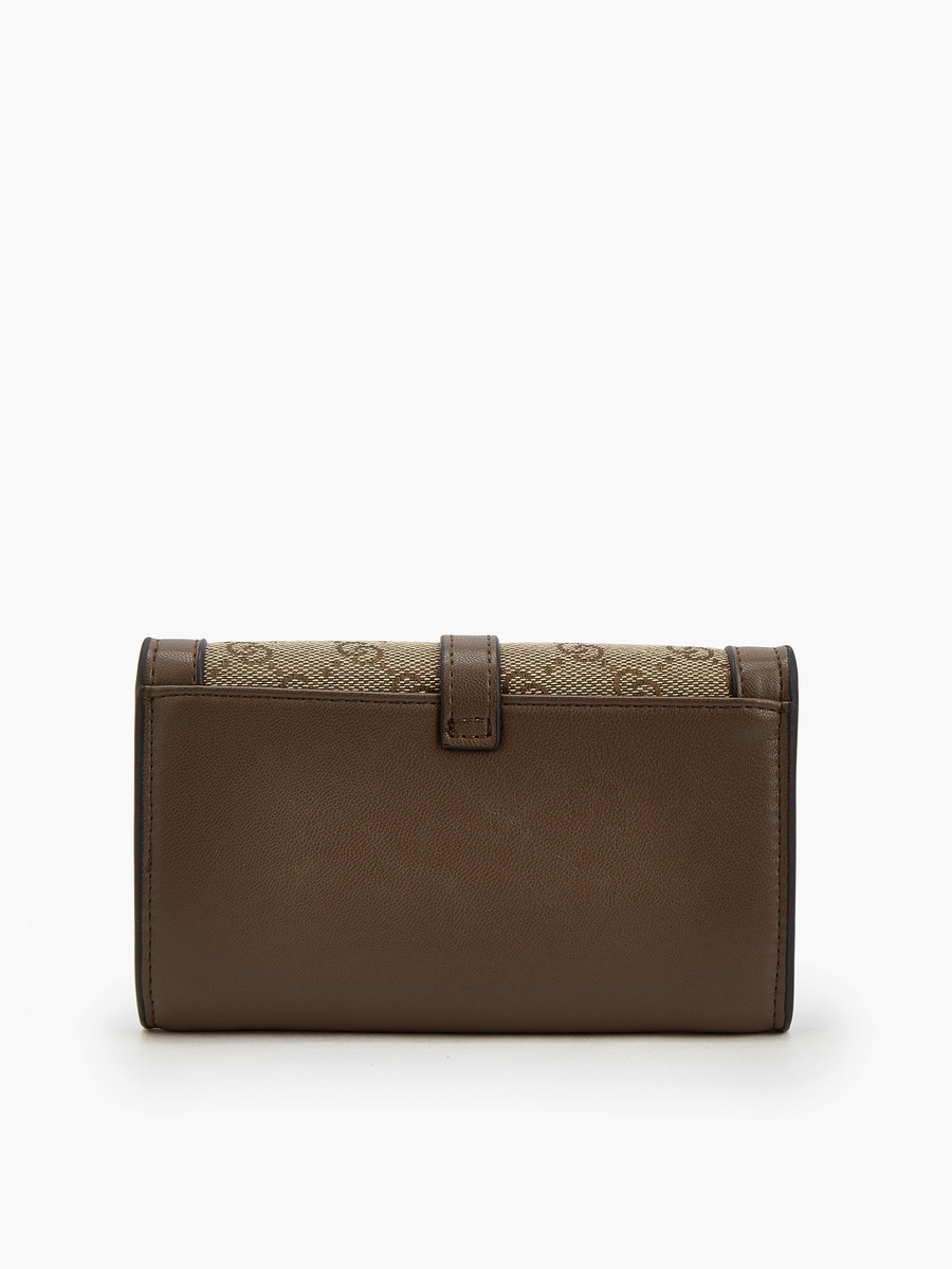 Monogram Textured Wallet with Flap Closure