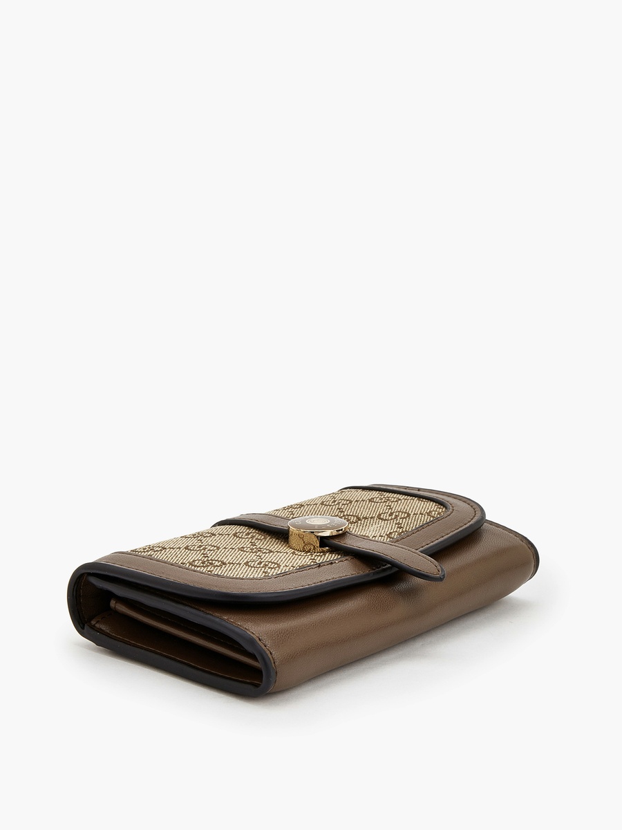 Monogram Textured Wallet with Flap Closure