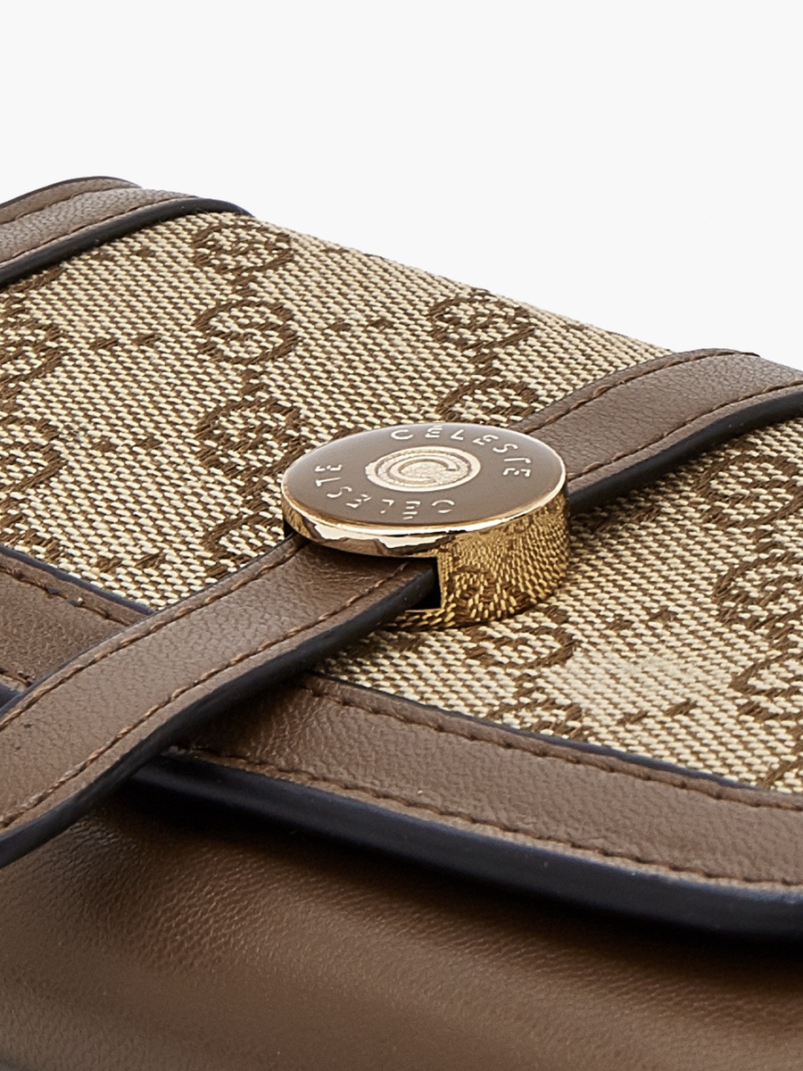 Monogram Textured Wallet with Flap Closure