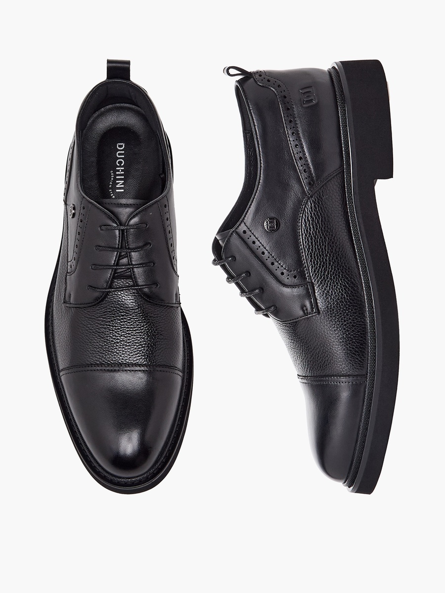 Men Leather Lace-Up Derby Shoes