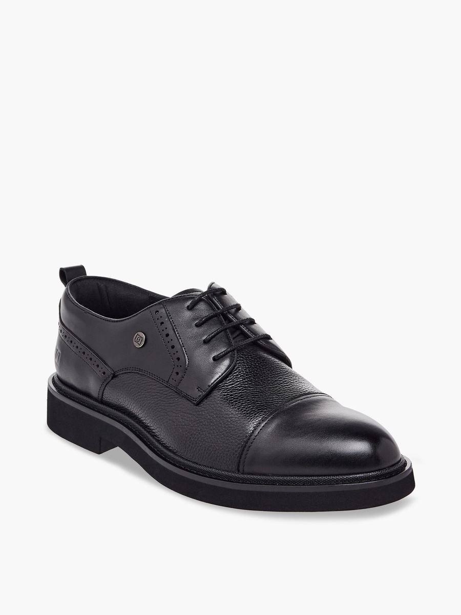 Men Leather Lace-Up Derby Shoes