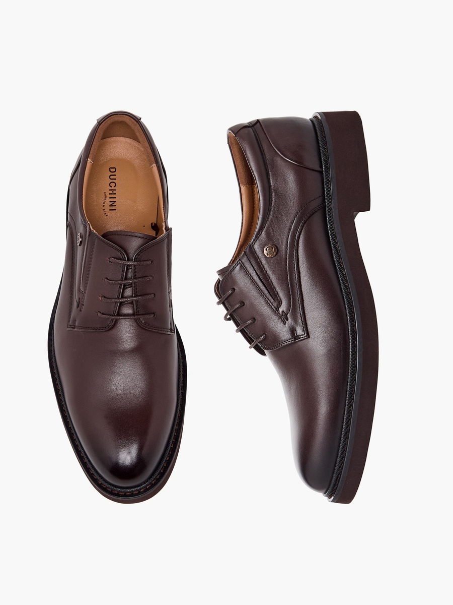 Men Lace-Up Leather Derby Shoes