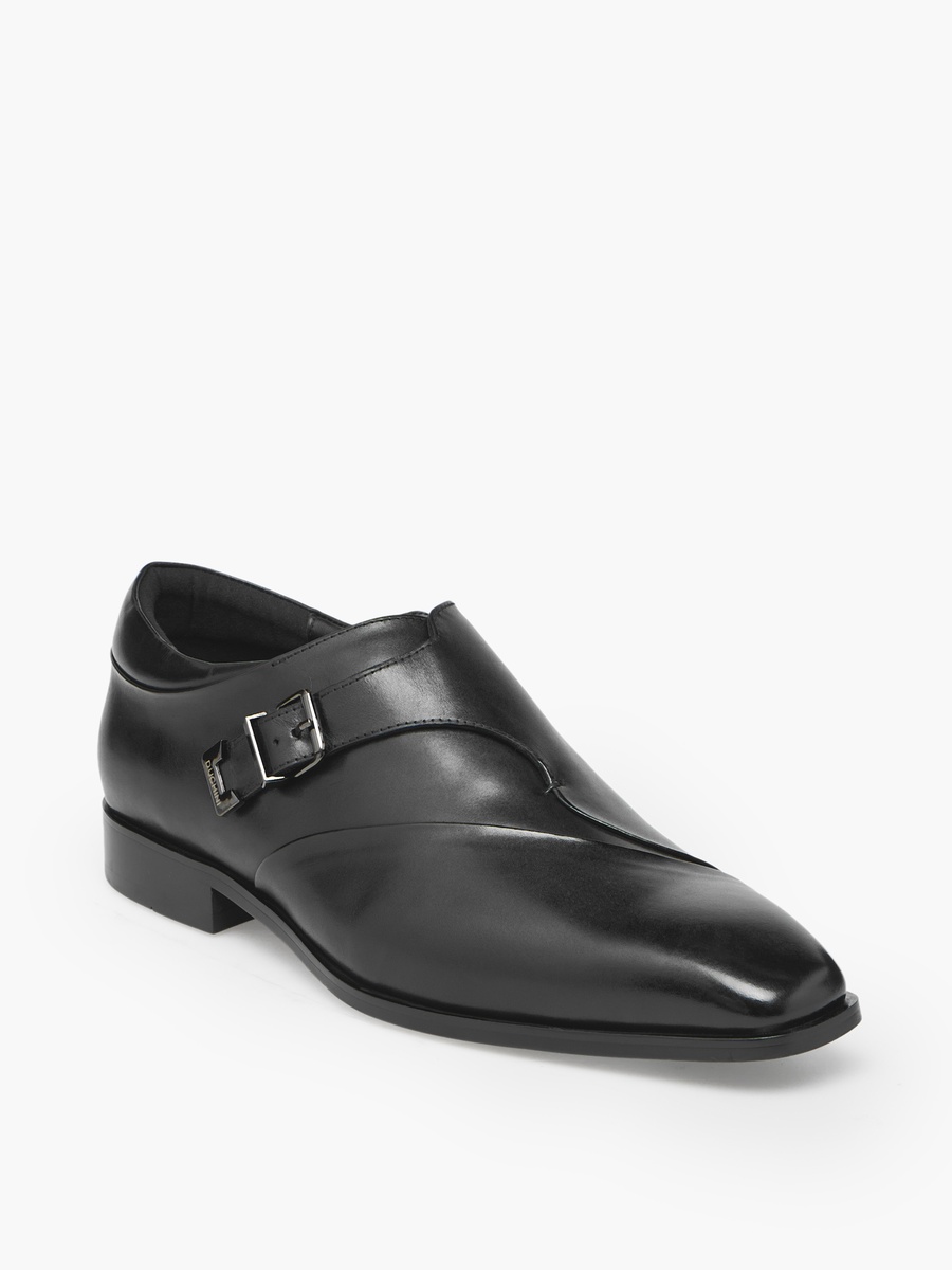 Men Buckled Leather Monk Shoes