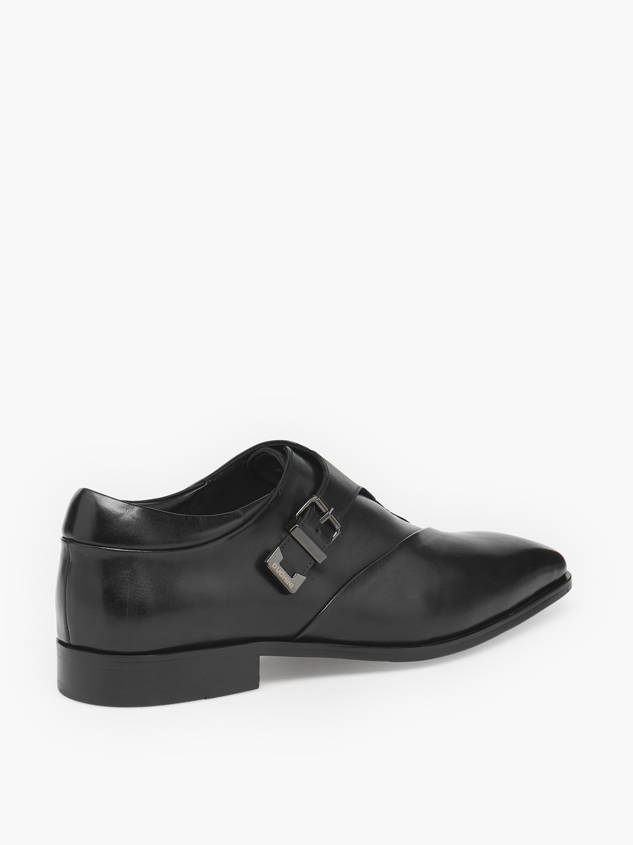 Men Buckled Leather Monk Shoes