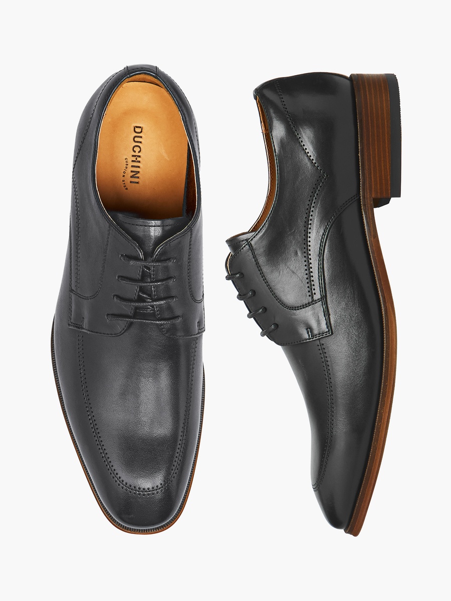 Men Leather Lace-Up Derby Shoes